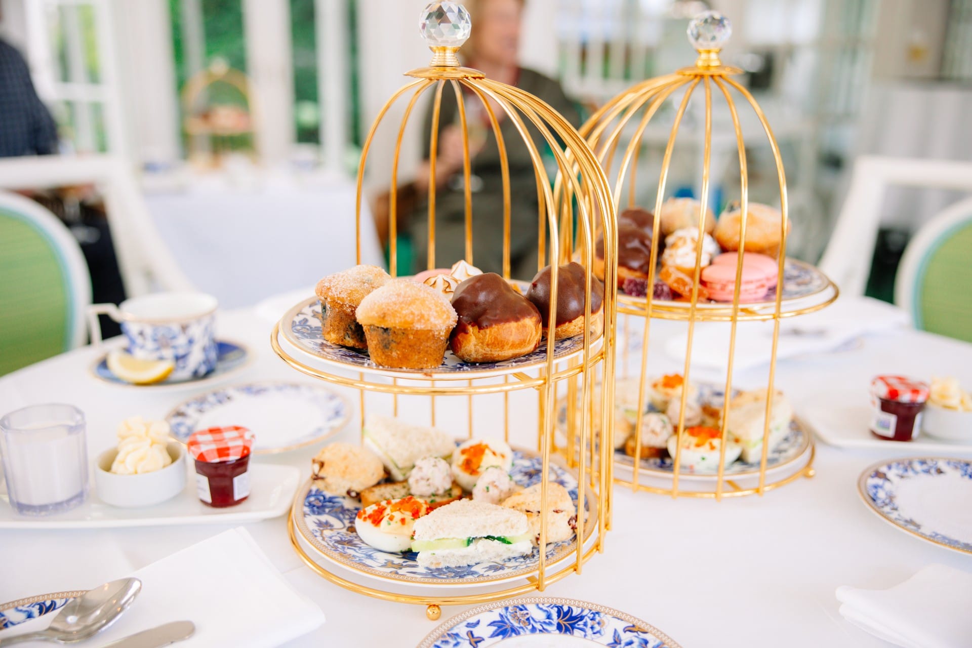 dessert arrangement in a tower.